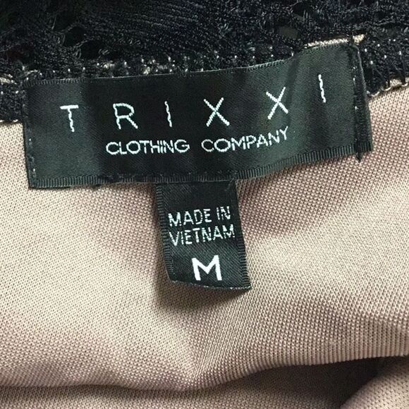 Trixxi Clothing Company Dusty Rose Pink Black Skater Glitter Dress Lace Medium - Picture 5 of 5